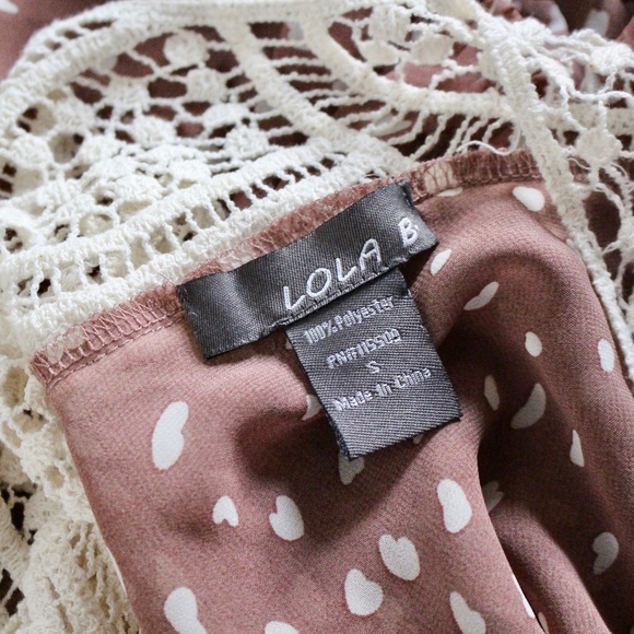 Like New Lola B Sheer Oversize Kimono Sleeve Heart BOHO Blouse S - Picture 6 of 8